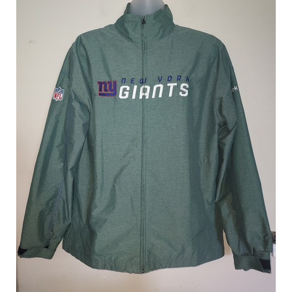 New York Giants Mens Jacket Medium Woven Long Sleeve Zip On Field Reebok NFL - Picture 1 of 9